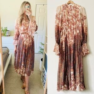 Hemant & Nandita SMALL long sleeve chiffon paisley print onbre midi dress